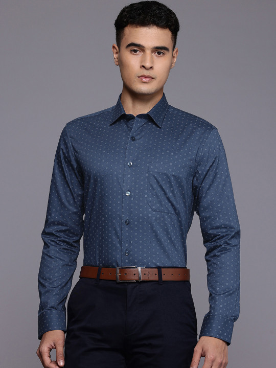 Louis Philippe Pure Cotton Slim Fit Floral Printed Formal Shirt