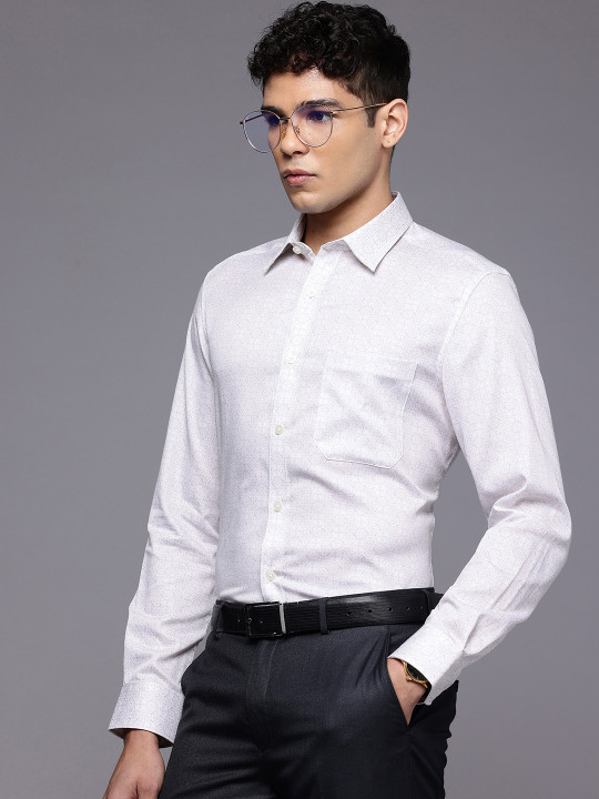 Louis Philippe Pure Cotton Classic Fit Ethnic Motifs Printed Formal Shirt