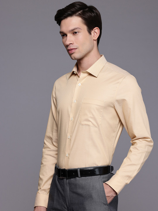 Louis Philippe Pure Cotton Self Design Slim Fit Textured Formal Shirt