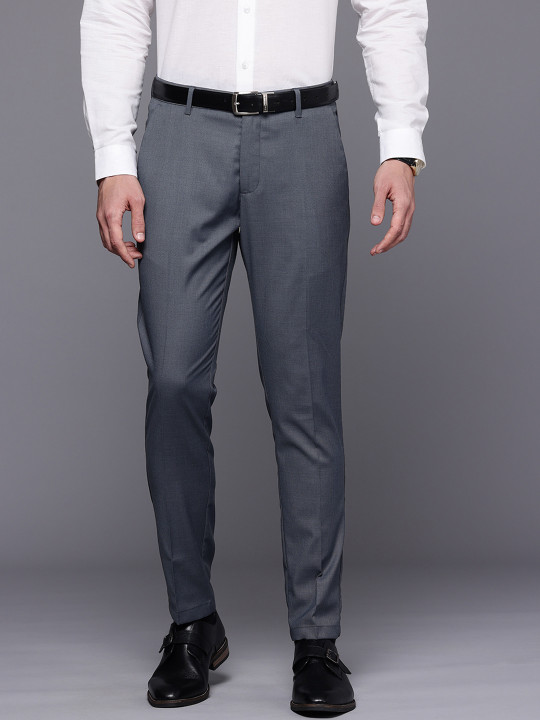 Louis Philippe Ath.Work Men Textured Tapered Fit Chinos Trousers