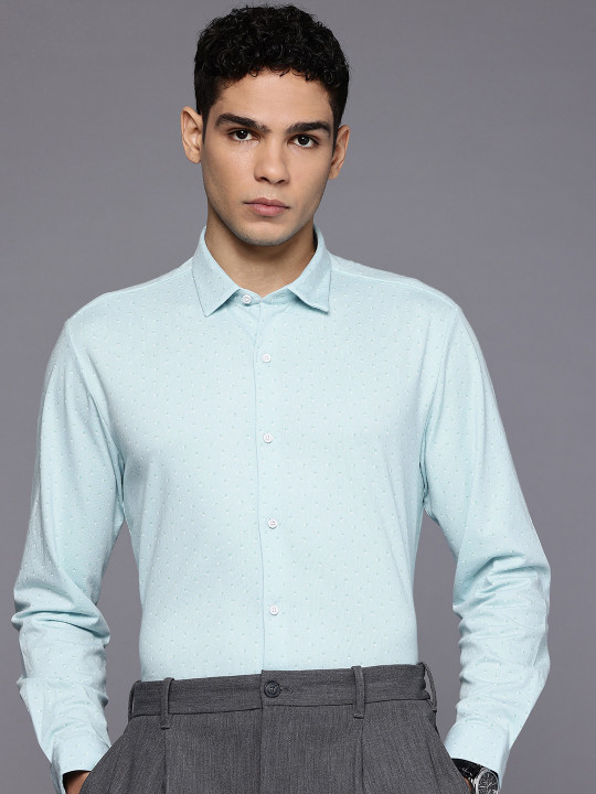 Louis Philippe Ath.Work Super Slim Fit Micro Ditsy Printed Formal Shirt