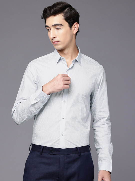Louis Philippe Ath.Work Super Slim Fit Micro Ditsy Printed Pure Cotton Casual Shirt