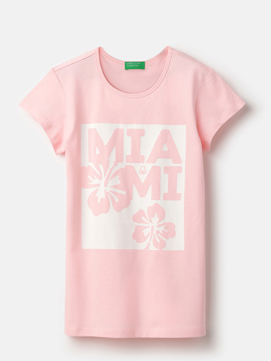 United Colors of Benetton Girls Printed Pure Cotton T-shirt
