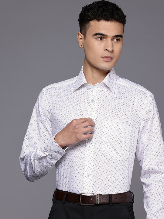 Louis Philippe Pure Cotton Classic Fit Geometric Printed Formal Shirt