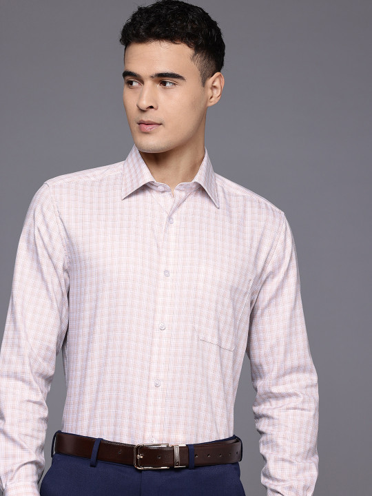 Louis Philippe Pure Cotton Classic Fit Checked Formal Shirt