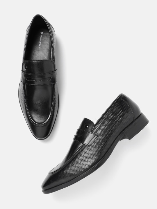 Van Heusen Men Leather Round Toe Slip On Formal Shoes