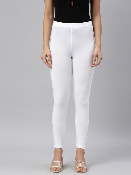 Go Colors Women Solid Mid-Rise Ankle-Length Leggings