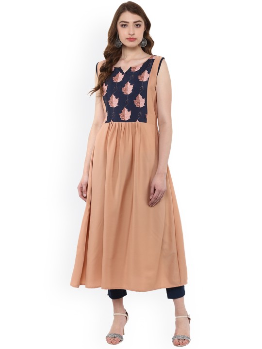 Women Nude-Coloured Solid A-Line Kurta S