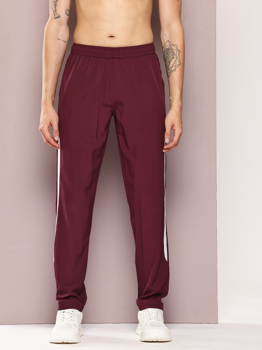 TURNFIT Men Straight Fit Gym Track Pants With Side Striped Detail