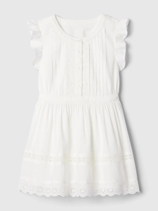 GAP Girls Self Design Lace Trim Detail Sleeveless Cotton A-Line Dress