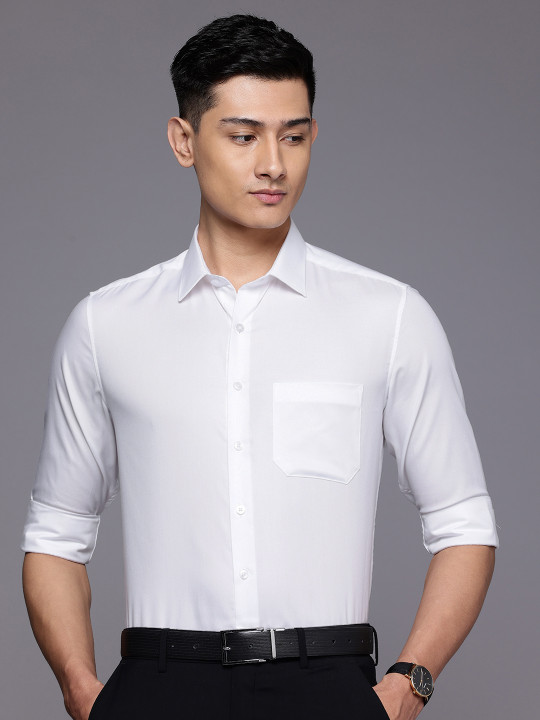Louis Philippe Men Slim Fit Easy to Iron Premium Cotton Full Sleeve Formal Shirt