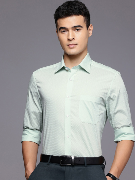Louis Philippe Pure Cotton Classic Fit Geometric Printed Formal Shirt