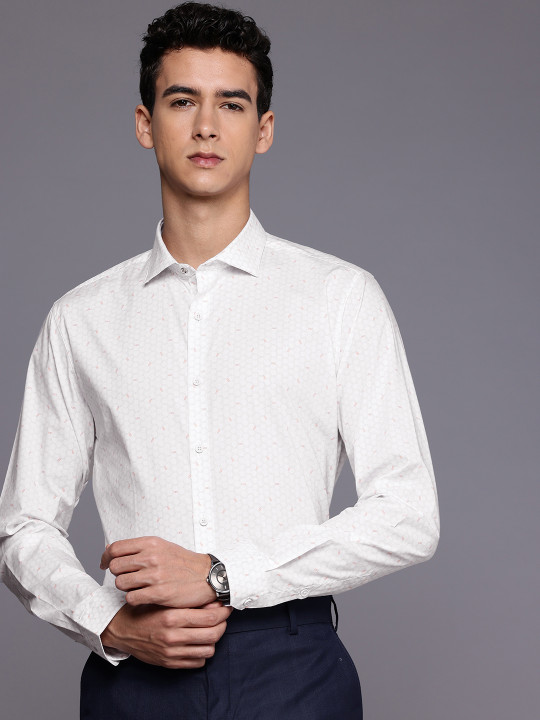 Louis Philippe Ath.Work Super Slim Fit Geometric Printed Semiformal Shirt