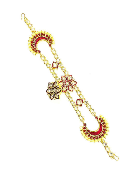 NIKYANKA Gold-Plated Artificial Stones Studded Matha Patti Head Jewellery