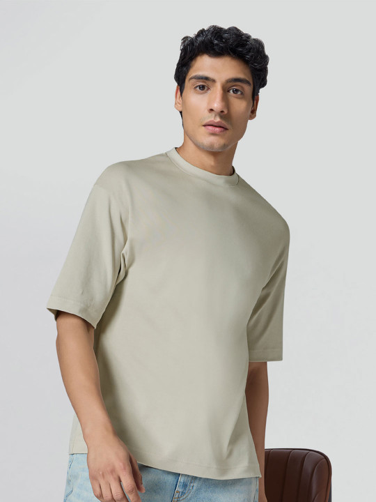 XYXX Men Solid Round Neck Cotton Oversized Lounge Tshirts