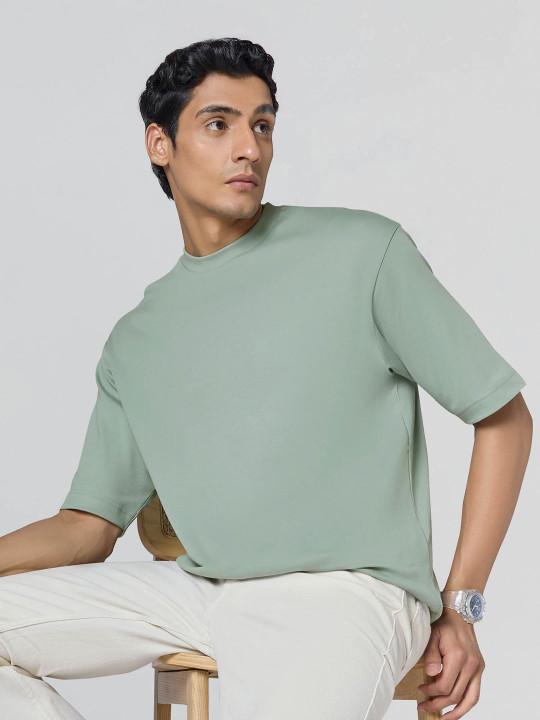 XYXX Men Solid Round Neck Cotton Oversized Lounge Tshirts