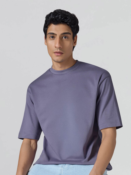XYXX Men Solid Round Neck Cotton Oversized Lounge Tshirts
