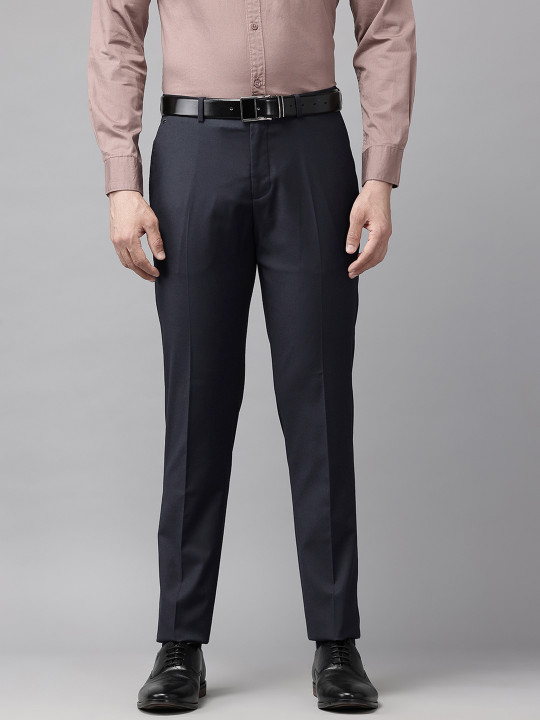 Blackberrys Men Textured B-95 Slim Fit Formal Trousers