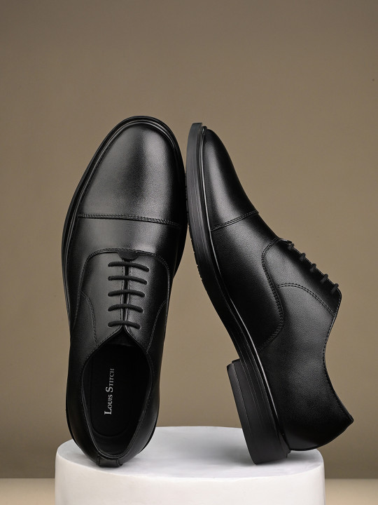 LOUIS STITCH Men Egyptian Black Leather Lace-Up Formal Derbys
