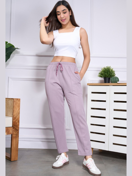 CUPID Women Cotton Relaxed-Fit Mid-Rise Track Pant