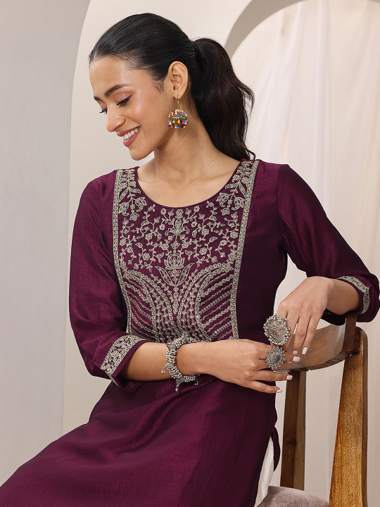 Gerua By Libas Women Ethnic Motifs Yoke Design Festive Silk Straight Kurta
