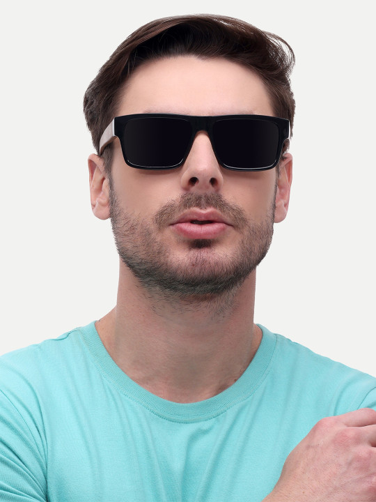 HAMILTANO WINSTON Men Black Lens & Brown Square Sunglasses with UV Protected Lens