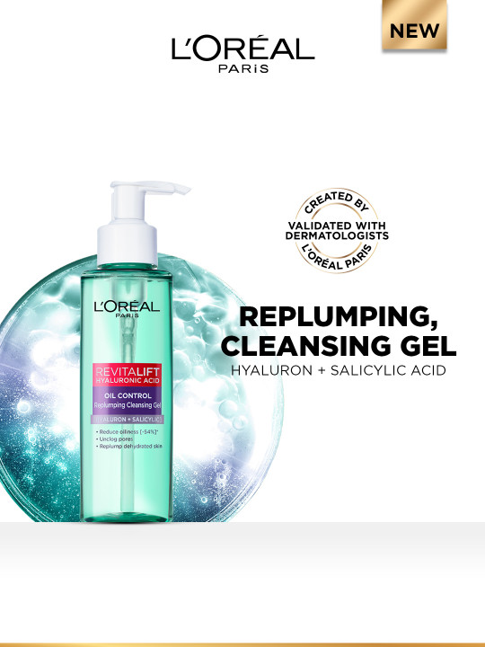 LOreal Paris Revitalift Hyaluronic Acid Oil Control Replumping Cleansing Gel - 120 ml