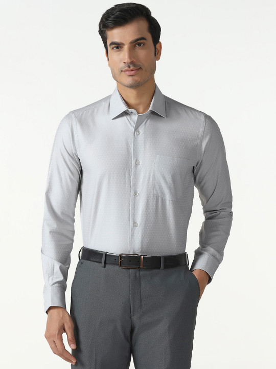Blackberrys Men India Slim Fit Textured Spread Collar Pure Cotton Formal Shirt