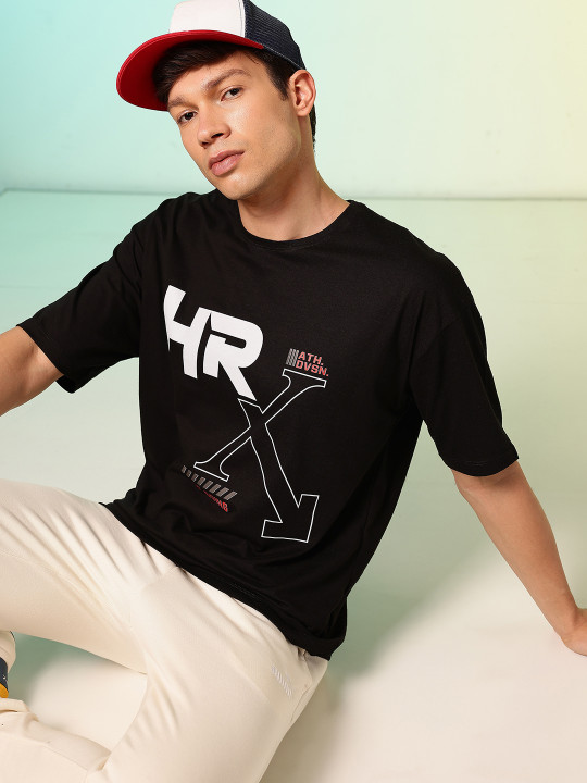 HRX by Hrithik Roshan Men Lifestyle Typography Printed Oversized Pure Cotton T-shirt