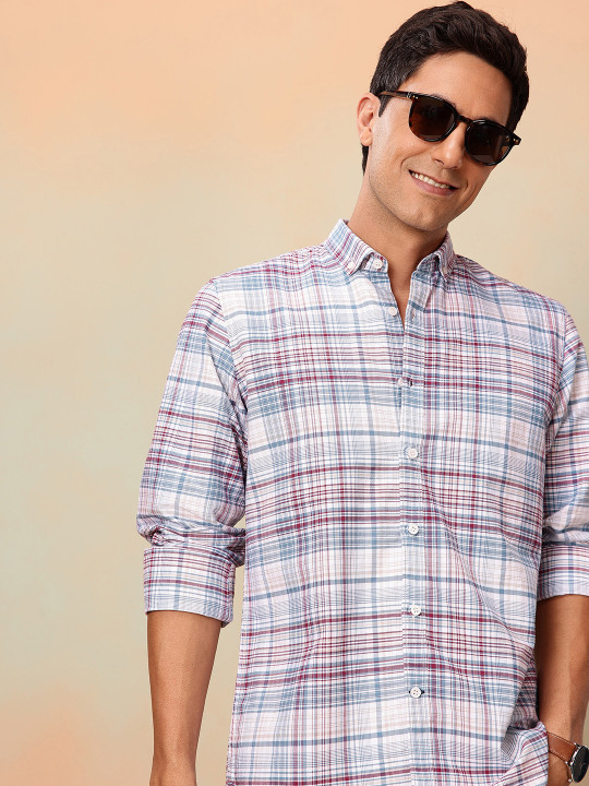 Mast & Harbour Men Standard Checked Pure Cotton Casual Shirt