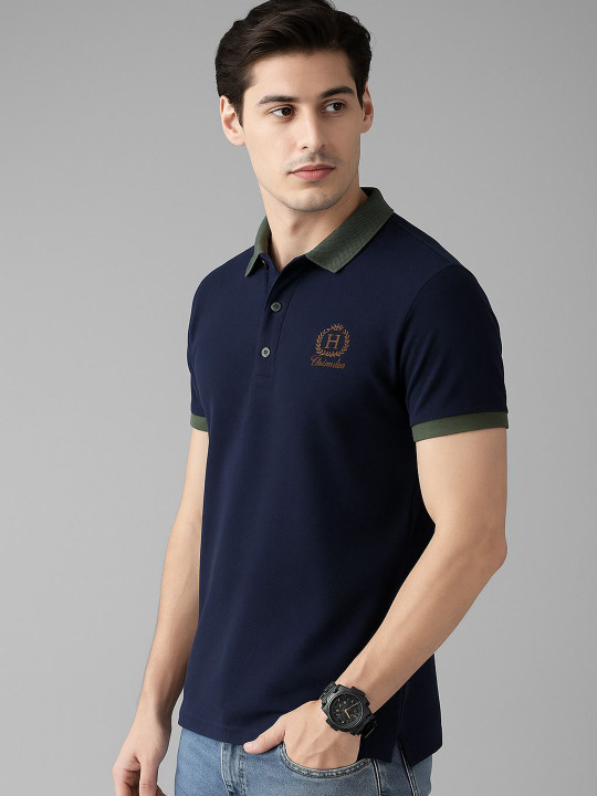 Moda Rapido Polo Collar Cotton Applique T-shirt