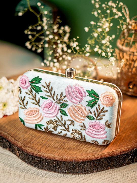 NR By Nidhi Rathi Printed Embellished Box Clutch