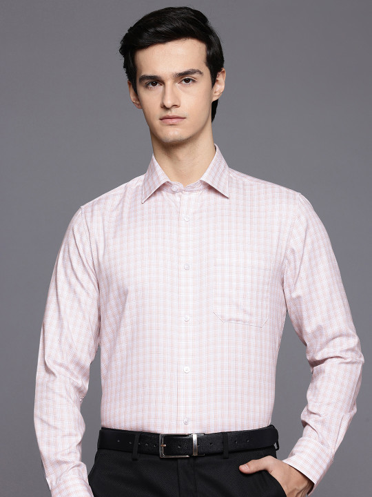 Louis Philippe Pure Cotton Classic Fit Micro Checks Formal Shirt
