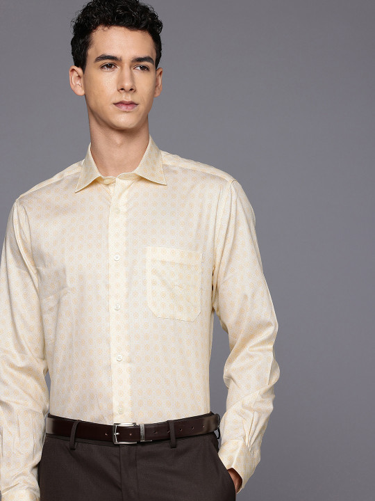 Louis Philippe Pure Cotton Classic Fit Ethnic Motifs Printed Formal Shirt