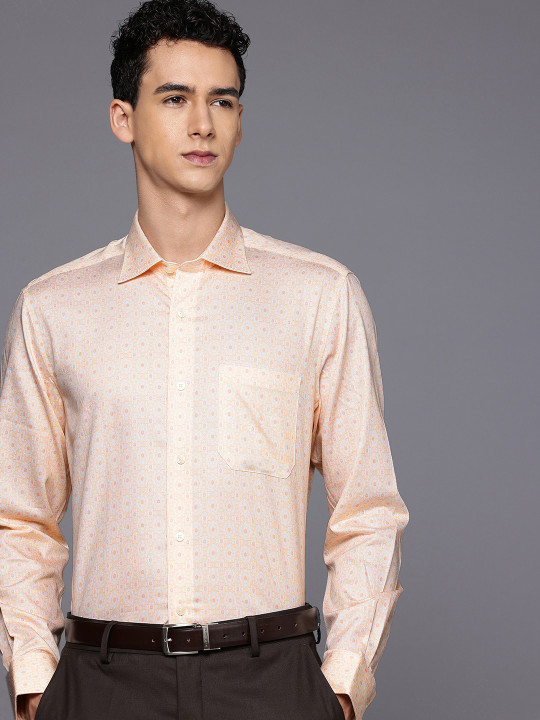 Louis Philippe Pure Cotton Classic Fit Geometric Printed Formal Shirt