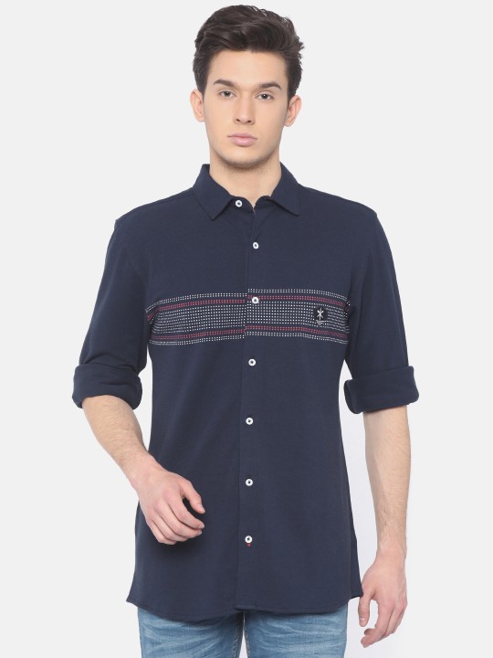 Men Navy Blue Slim Fit Printed Casual Shirt 39