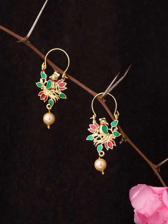 Gold-Toned Floral Drop Earrings