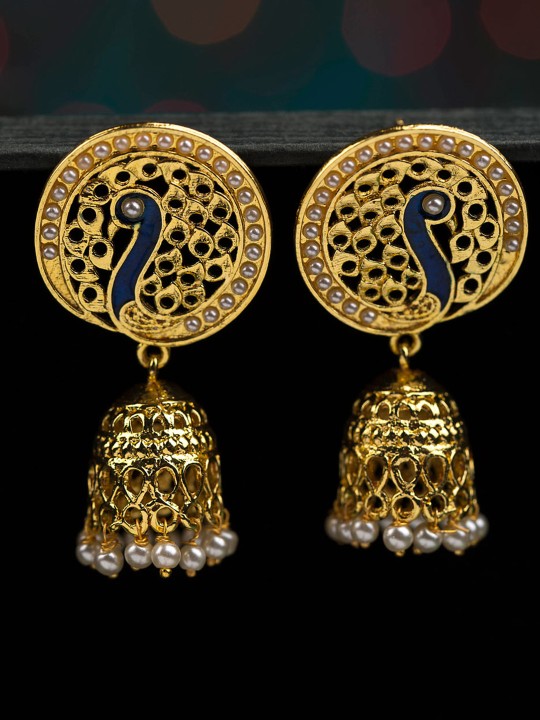 Gold-Toned Peacock Shaped Jhumkas