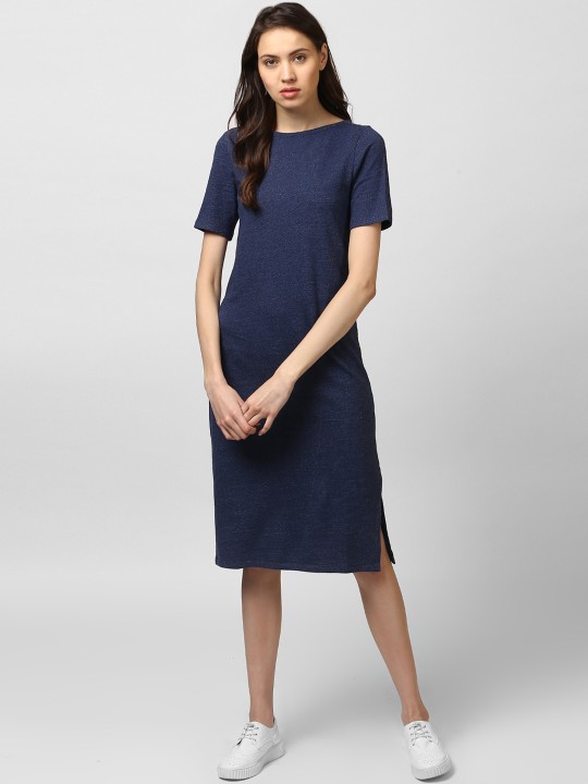 Women Blue Solid Sheath Dress XS