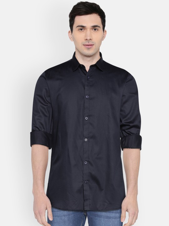 Men Black Slim Fit Solid Casual Shirt 36