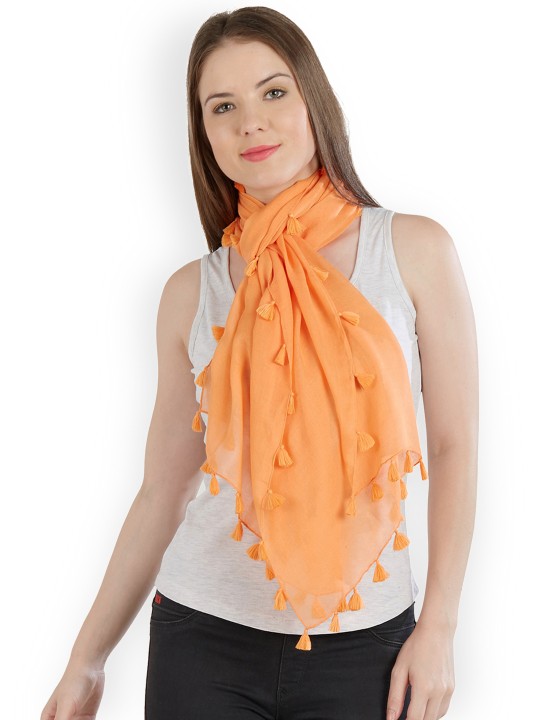 Women Orange Solid Stole
