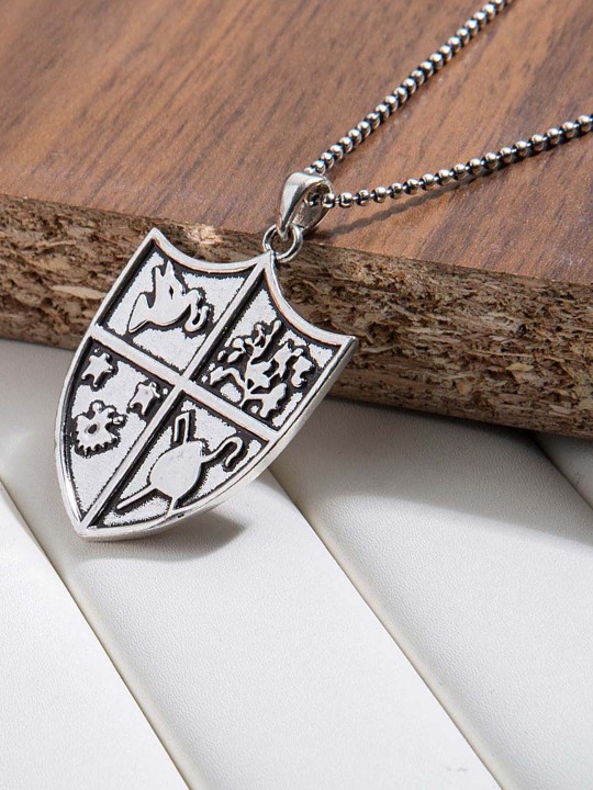 Men Silver-Toned Oxidized Pendant
