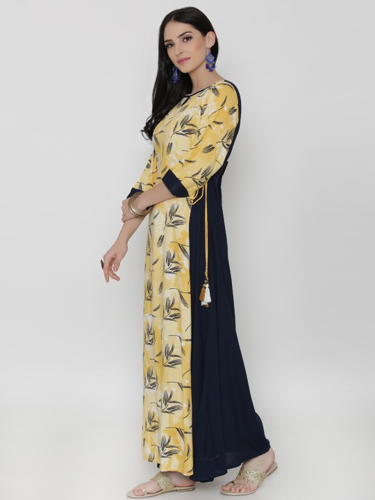 mustard and navy dress