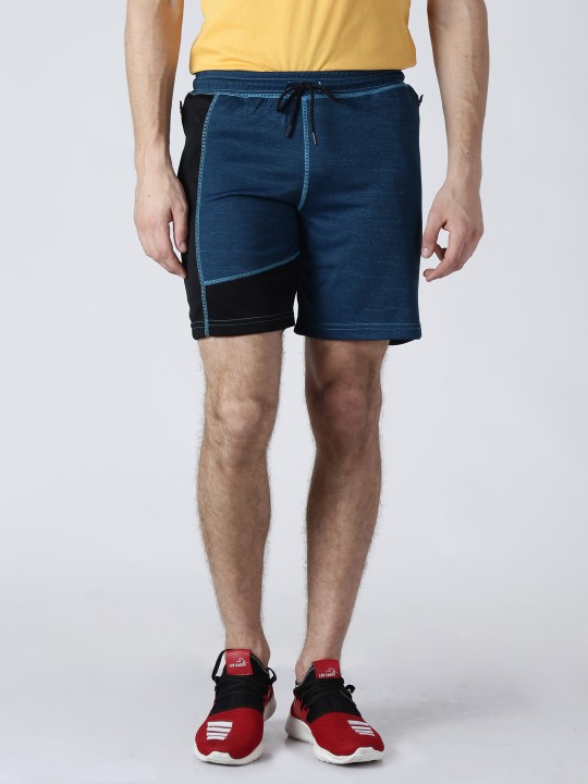 Men Blue Printed Slim Fit Sports Shorts 30