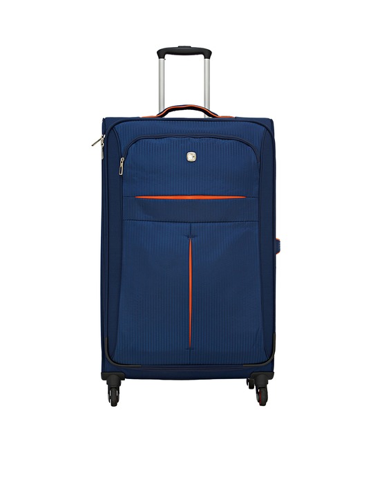 Navy Blue Expandable Lightweight Spinner Large Trolley Suitcase