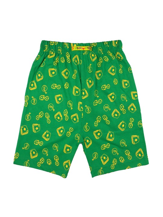 Unisex Green Printed Regular Fit Regular Shorts 3-4Y