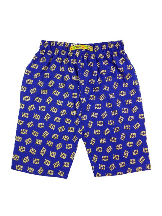 Unisex Blue Printed Regular Fit Regular Shorts 3-4Y