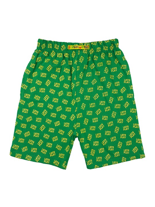 Unisex Green Printed Regular Fit Regular Shorts 3-4Y