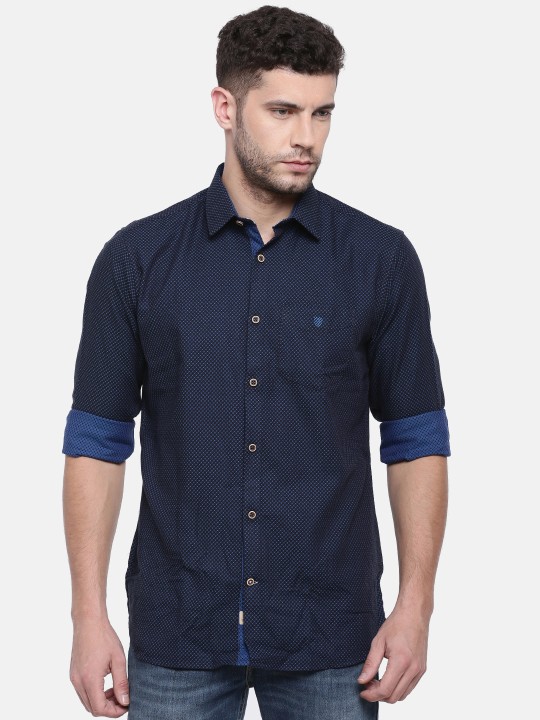 Men Navy Sport Slim Fit Self-design Casual Shirt 38