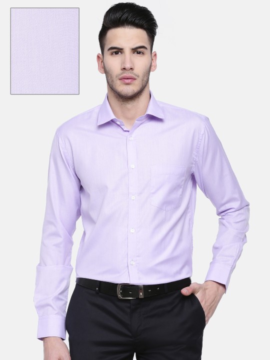 Men Lavender Slim Fit Solid Formal Shirt 38